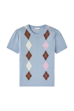 Light Cotton Argyle T-Shirt - Soft Chambray