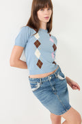 Light Cotton Argyle T-Shirt - Soft Chambray