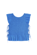 Stretch Cotton Angel Sleeve Smocked Top - Marina