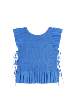Stretch Cotton Angel Sleeve Smocked Top - Marina