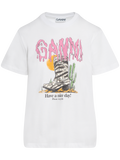 Basic Cotton Western Zebra Boot Tee - Bright White