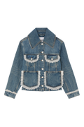 Rigid Denim Lace Jacket - Dark Blue Vintage