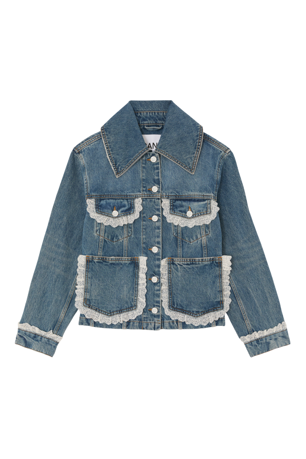 Rigid Denim Lace Jacket - Dark Blue Vintage
