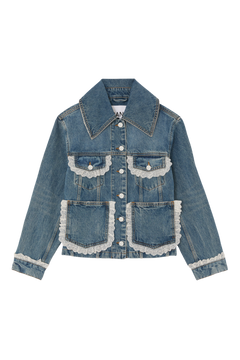 Rigid Denim Lace Jacket - Dark Blue Vintage