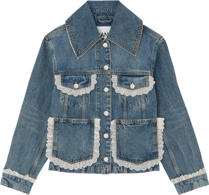 Rigid Denim Lace Jacket - Dark Blue Vintage