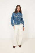Rigid Denim Lace Jacket - Dark Blue Vintage