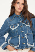Rigid Denim Lace Jacket - Dark Blue Vintage