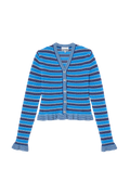 Cotton Pointelle Stripe Cardigan - Marina