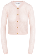 Shiny Viscose Pointelle Cardigan - Pale Lilac