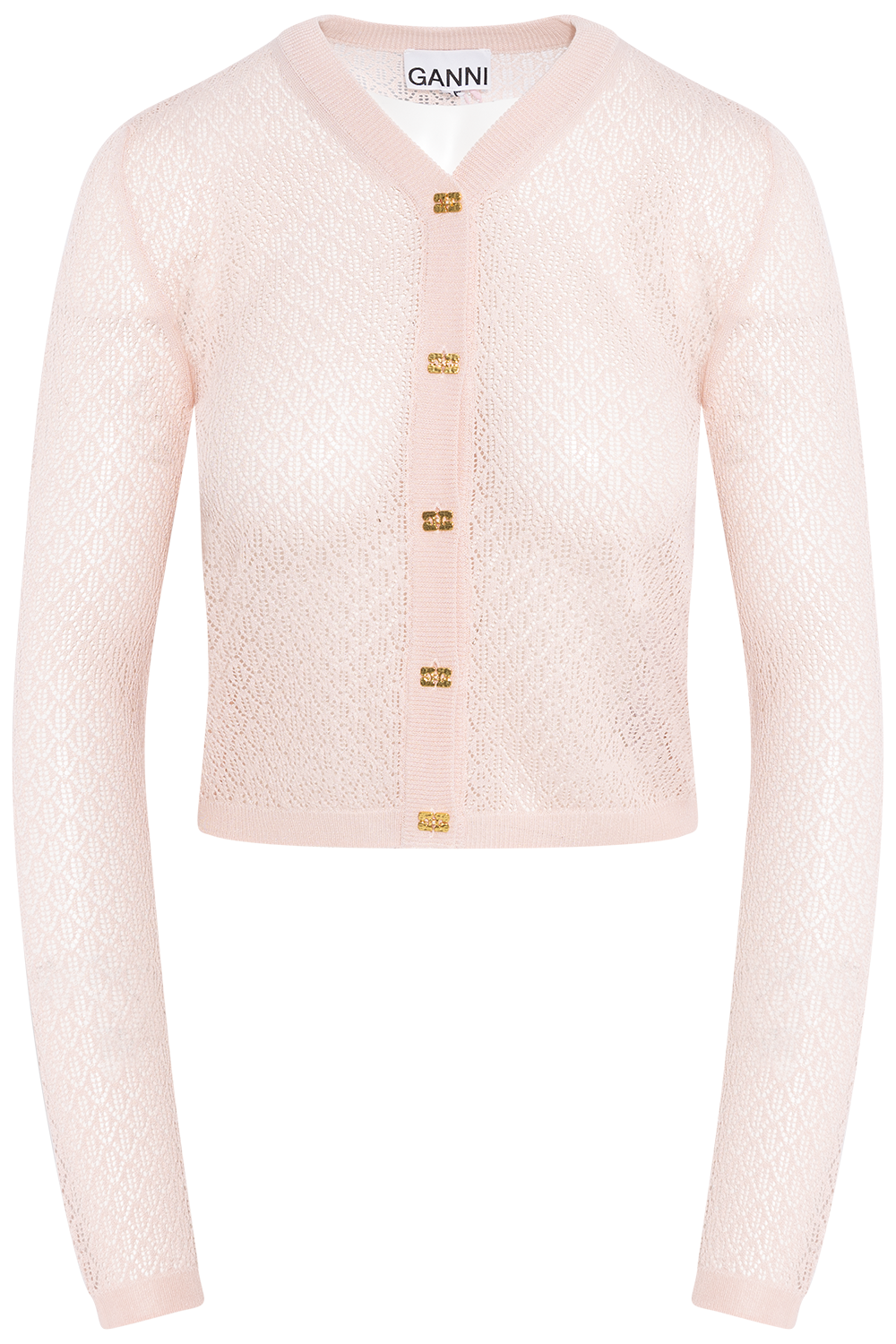 Shiny Viscose Pointelle Cardigan - Pale Lilac
