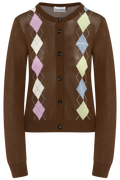 Light Cotton Argyle Cardigan - Tiramisu