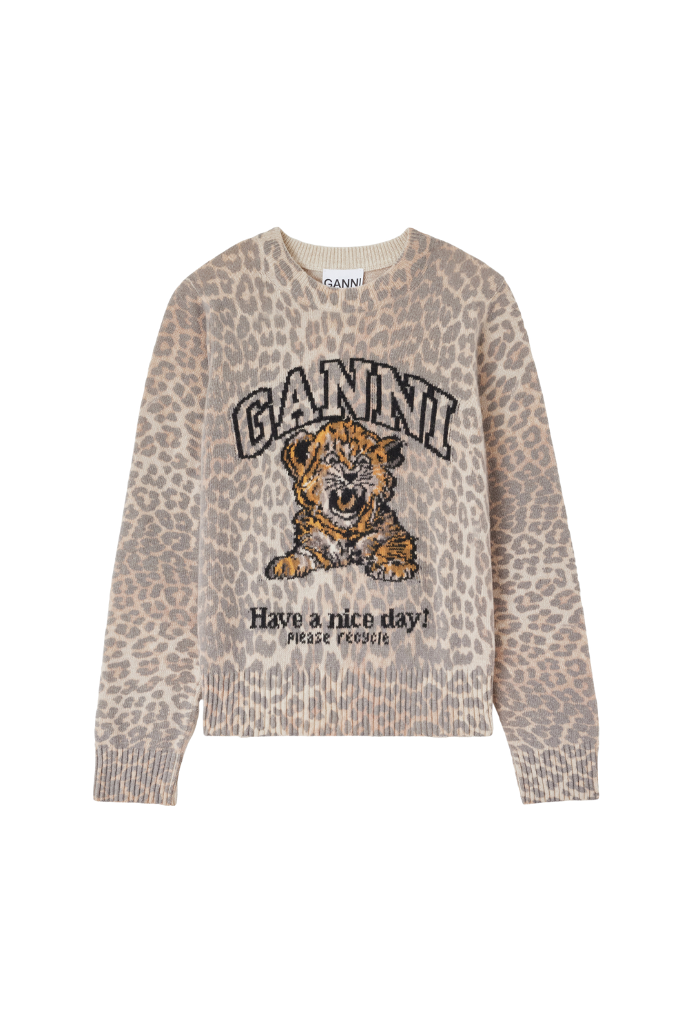 Graphic Wool Sweater Tiger - Almond Milk