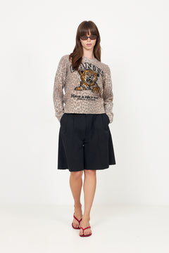 Graphic Wool Sweater Tiger - Almond Milk