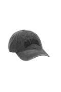 Washed Embroidery Denim Cap - Black Washed