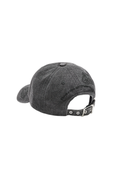 Washed Embroidery Denim Cap - Black Washed
