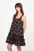 Yarn Dyed Check U-Neck Mini Dress - Cappuccino