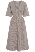 Check Cotton Cut Out Midi Dress - Chicory Coffee