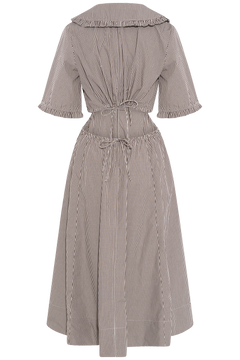Check Cotton Cut Out Midi Dress - Chicory Coffee