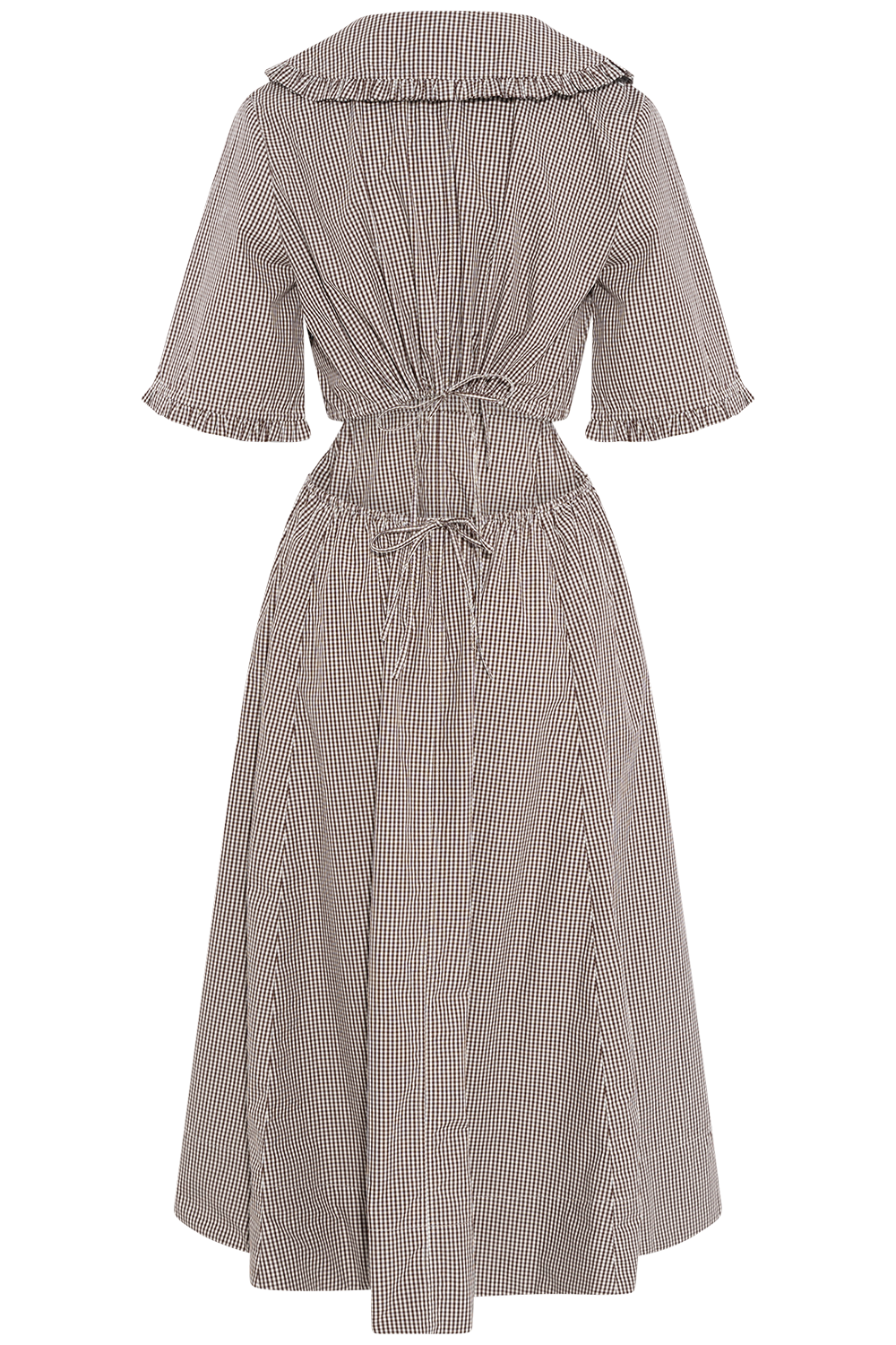 Check Cotton Cut Out Midi Dress - Chicory Coffee