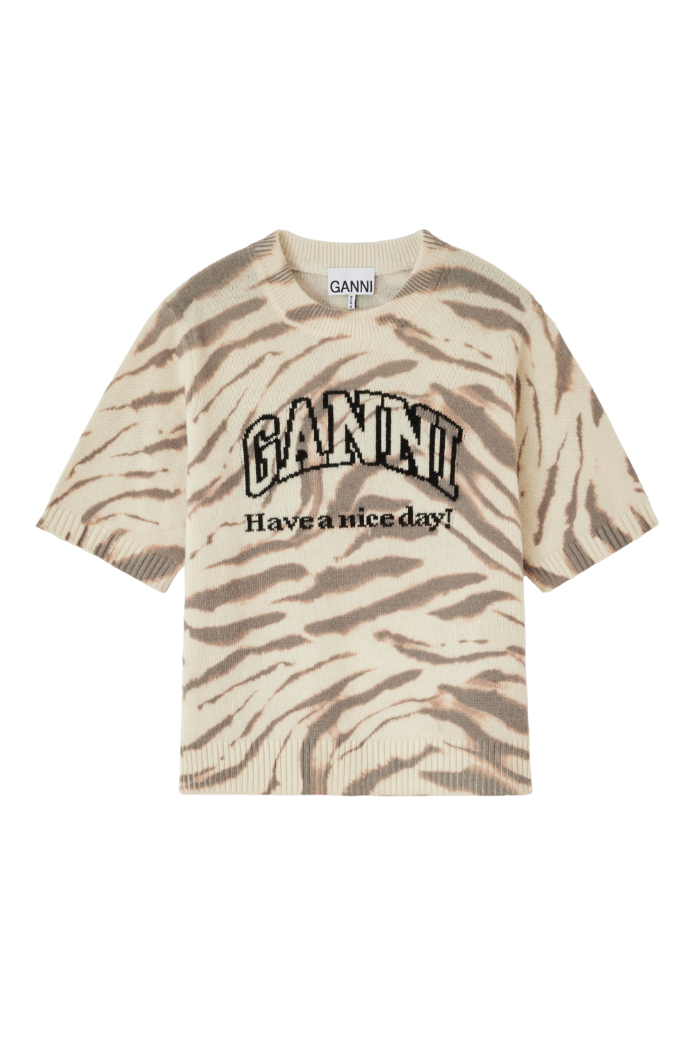 Graphic Wool Printed Tee - Egret