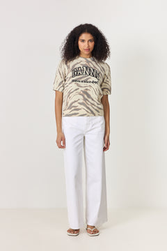 Graphic Wool Printed Tee - Egret