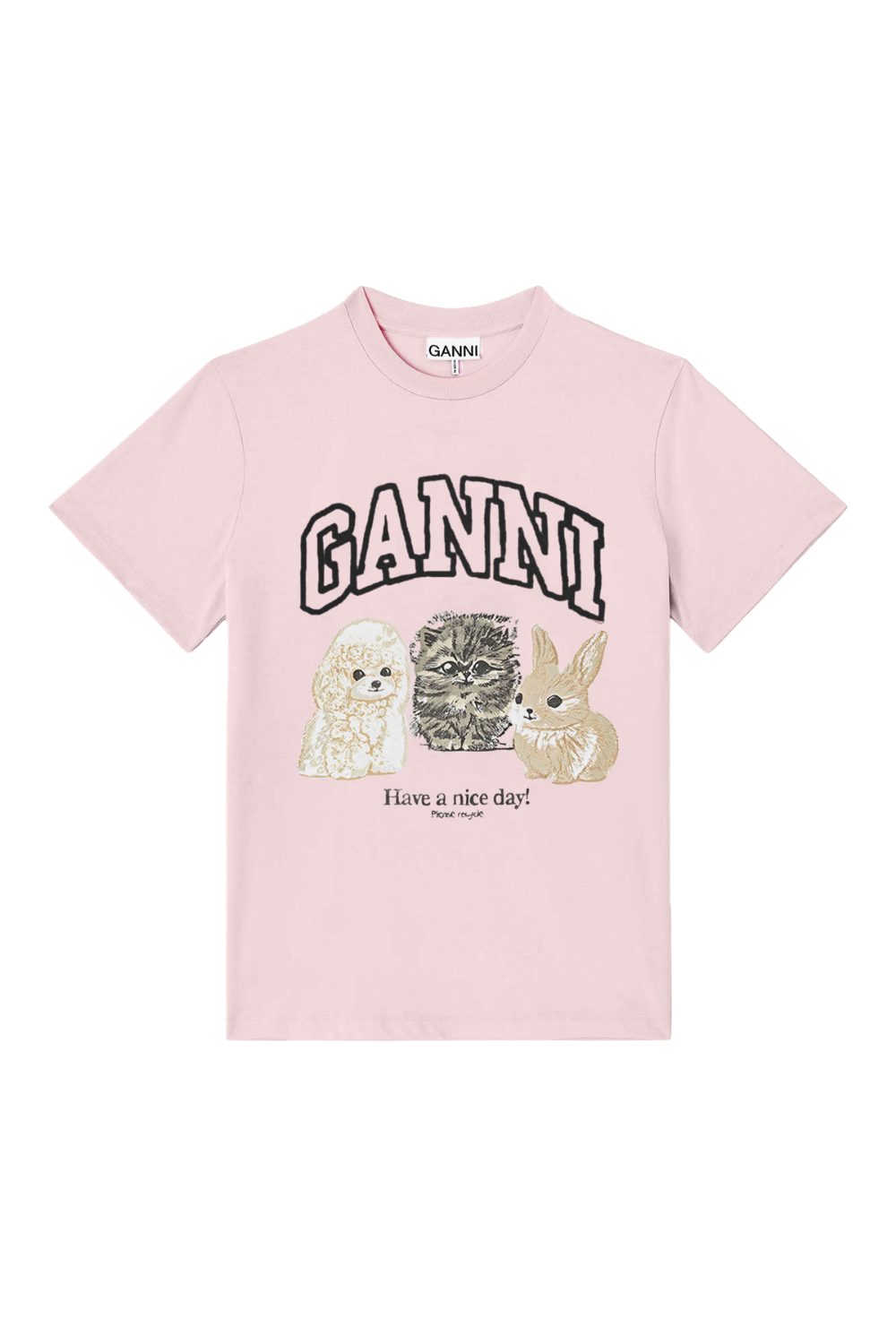 Basic Cotton Relaxed T-Shirt Animals - Chalk Pink