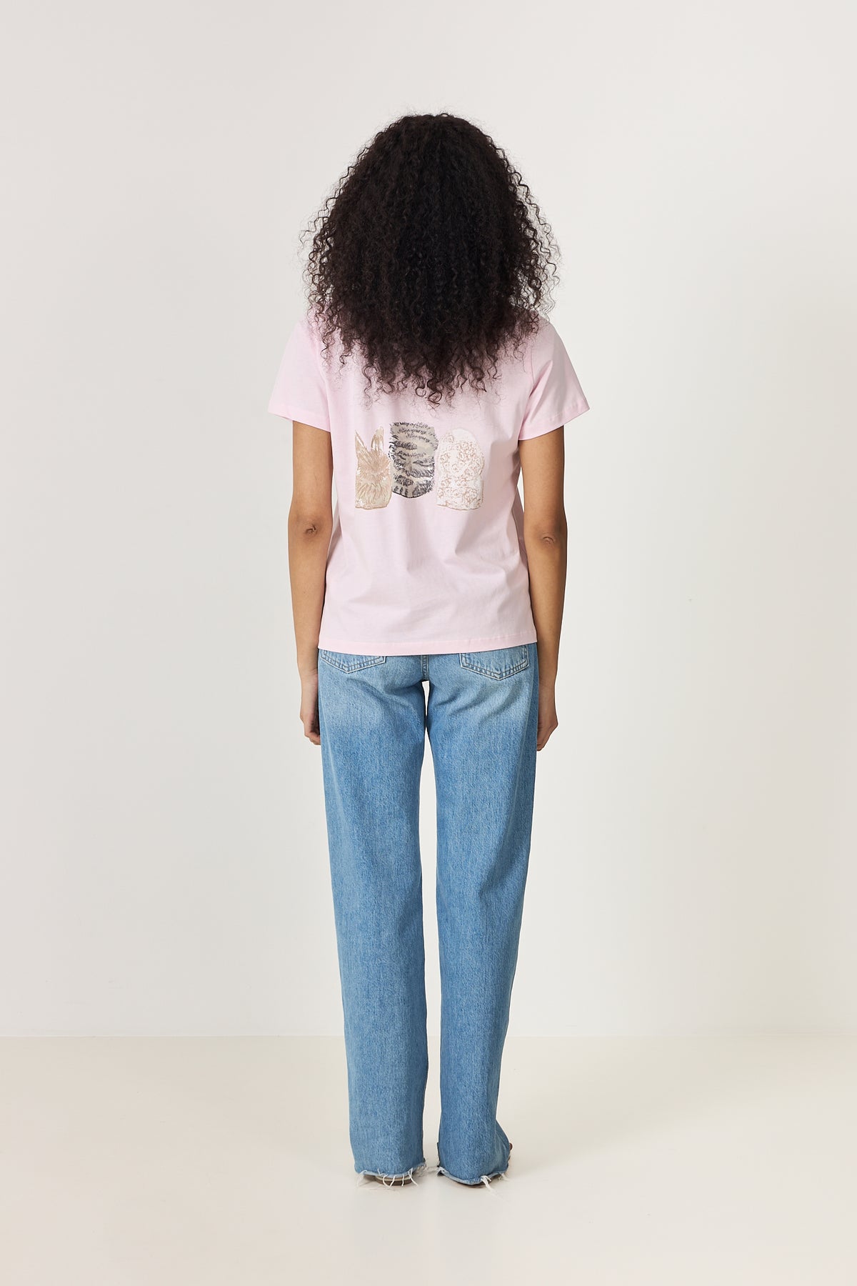 Basic Cotton Relaxed T-Shirt Animals - Chalk Pink