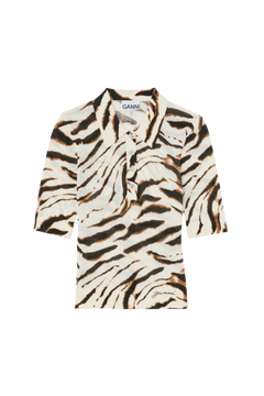Sheer Printed Cotton Polo - Egret