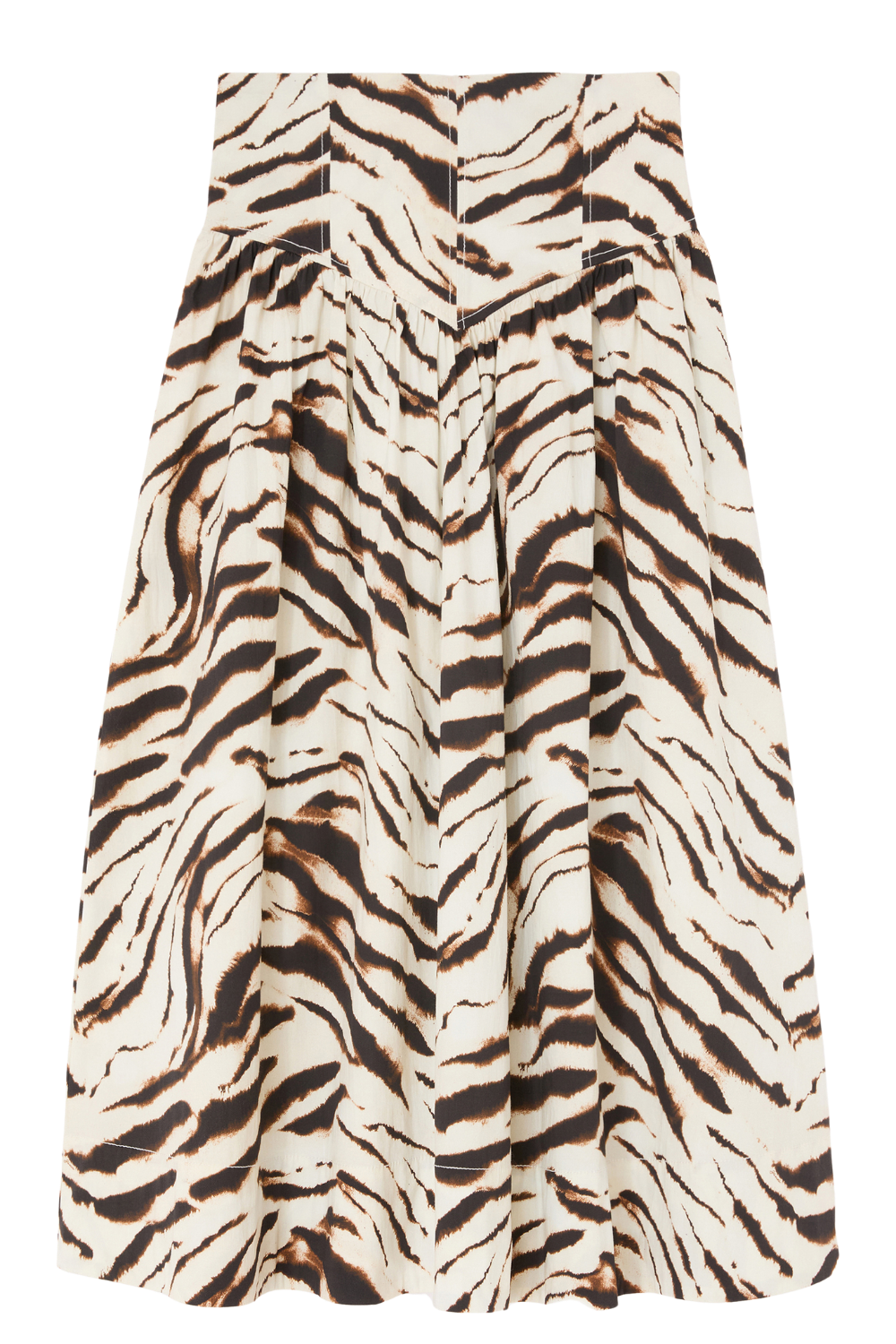 Printed Stretch Cotton Long Skirt - Egret