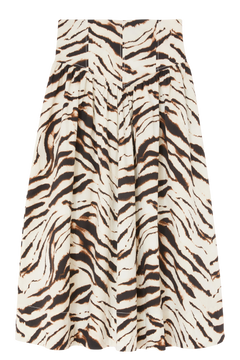 Printed Stretch Cotton Long Skirt - Egret