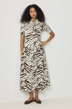 Printed Stretch Cotton Long Skirt - Egret