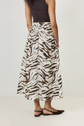 Printed Stretch Cotton Long Skirt - Egret