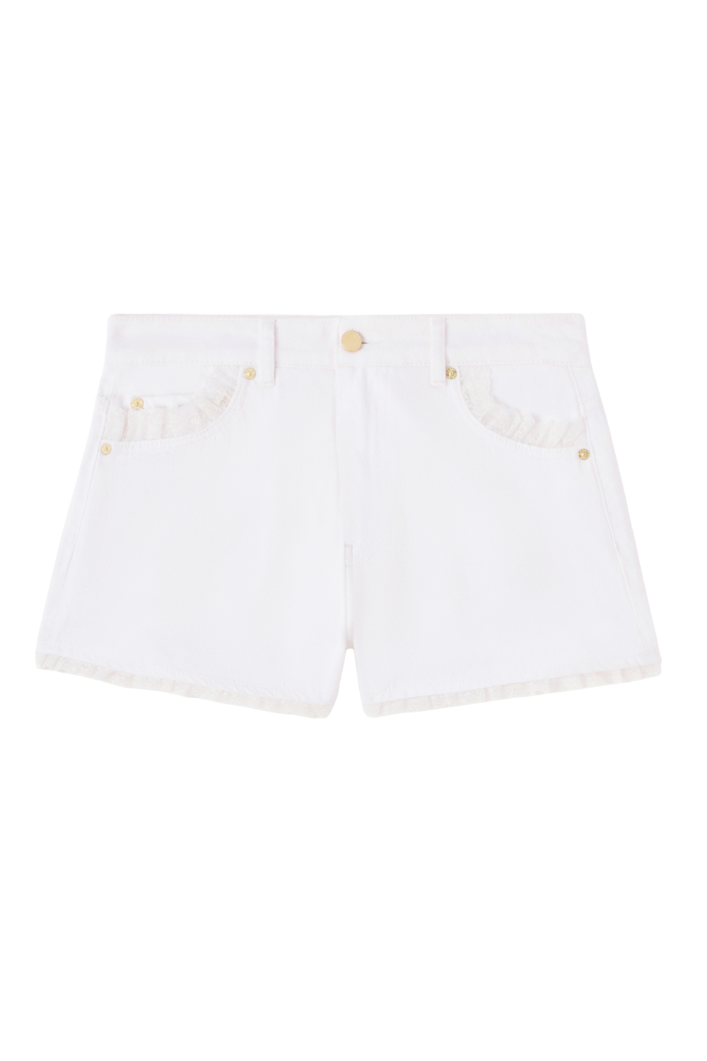 White Denim Mini Shorts - Bright White