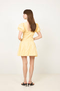 Stretch Cotton Mini Smocked Pleated Dress - Italian Straw