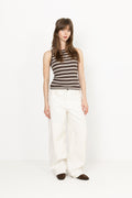 Soft Cotton Rib Tank Top Stripe - Mole