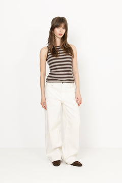 Soft Cotton Rib Tank Top Stripe - Mole