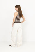 Soft Cotton Rib Tank Top Stripe - Mole