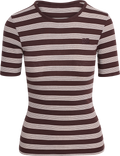 Soft Cotton Rib Short Sleeve T-Shirt Stripe - Mole