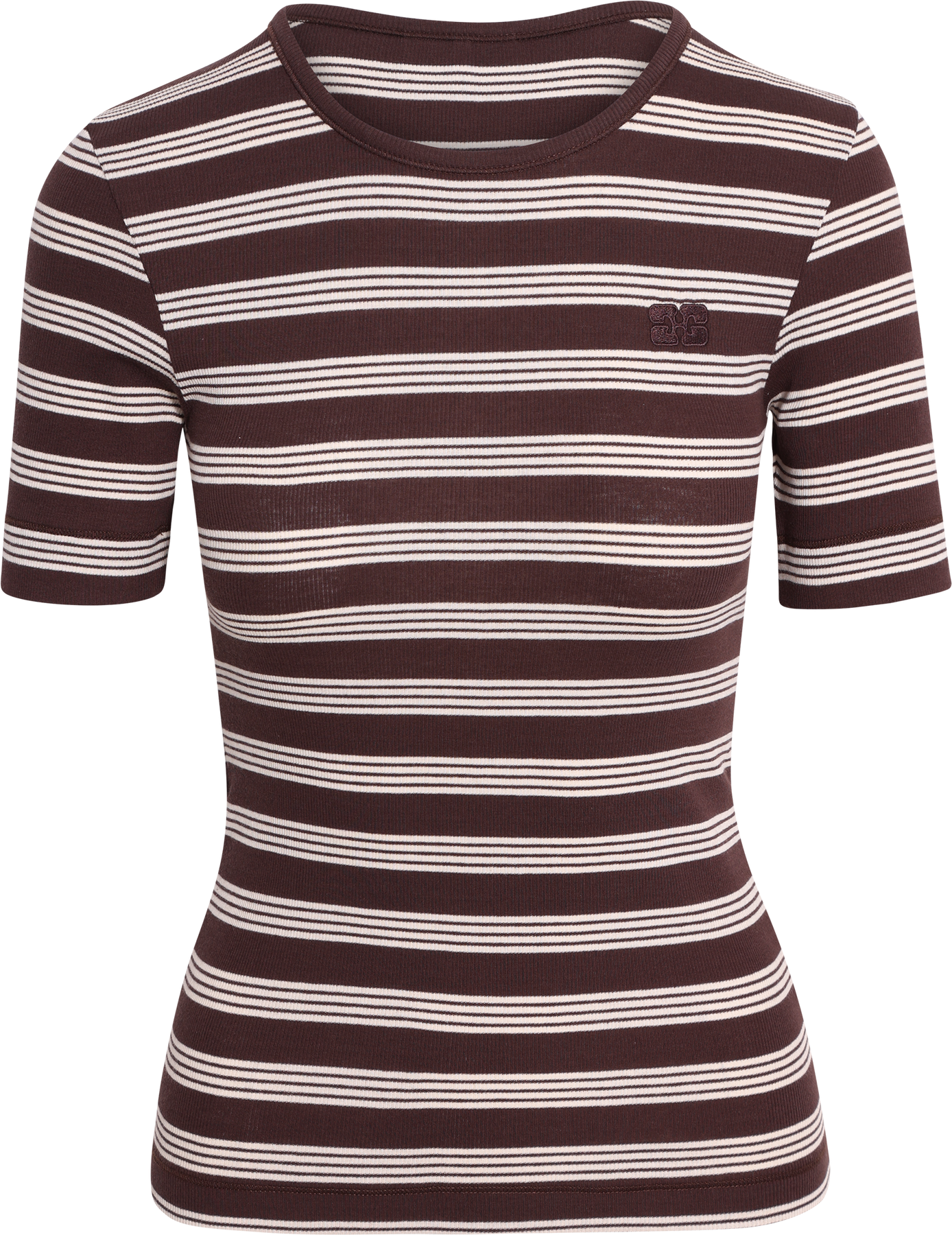 Soft Cotton Rib Short Sleeve T-Shirt Stripe - Mole