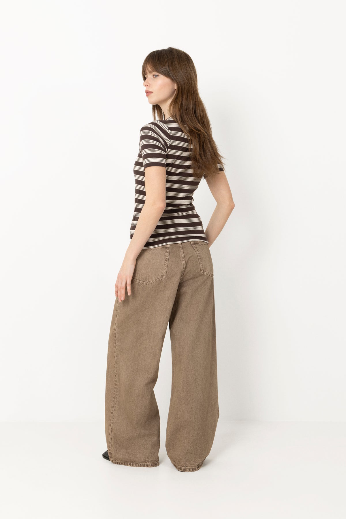 Soft Cotton Rib Short Sleeve T-Shirt Stripe - Mole