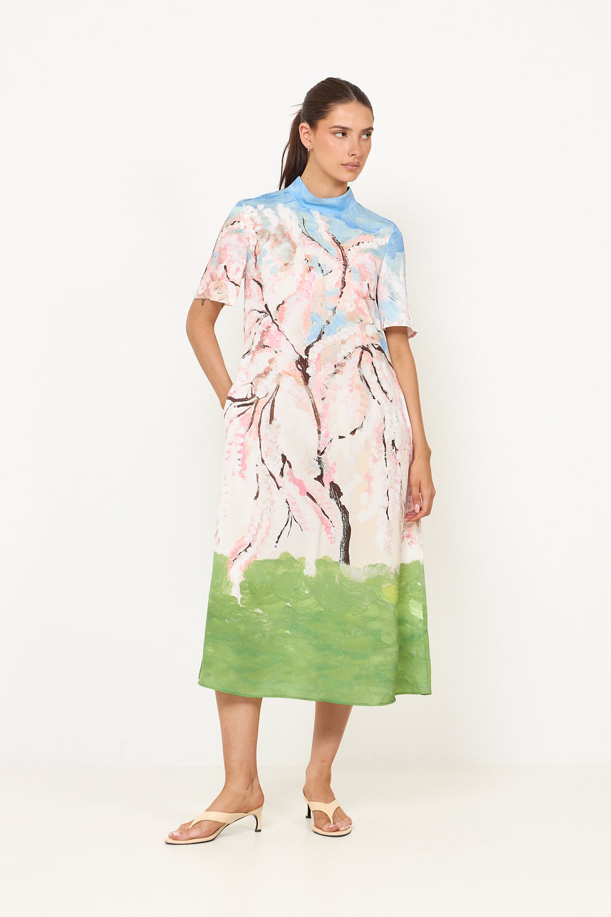 Short Sleeve Midi Dress - Cherry Blossom