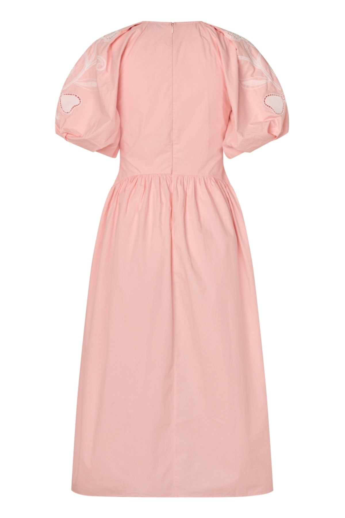 Gathered Raglan Sleeve Midi Dress - Ballerina Broderie