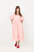 Gathered Raglan Sleeve Midi Dress - Ballerina Broderie