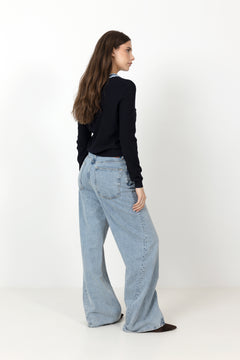 Zelma Knit Denim Cardigan - Navy