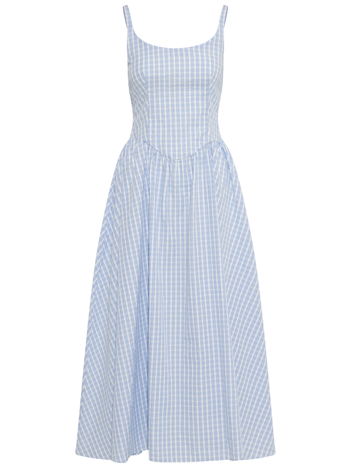 Chiara Midi Dress - Paloma Check Light Blue White