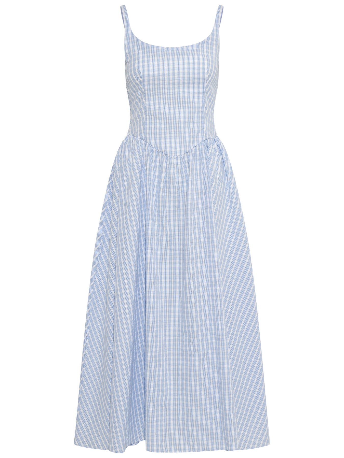 faithfull the brand chiara midi dress Faithfull the Brand - Kjoler - Chiara Midi Dress - Paloma Check Light Blue  White