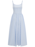 Chiara Midi Dress - Paloma Check Light Blue White