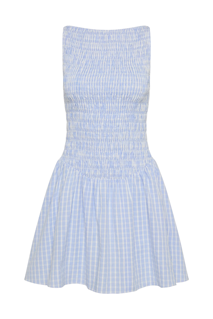 Martina Mini Dress - Paloma Check Light Blue White