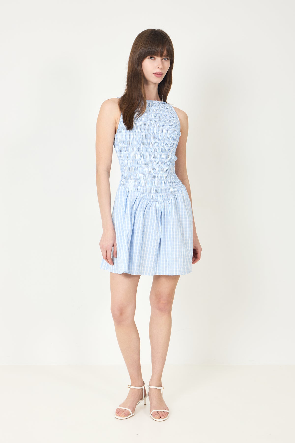 Martina Mini Dress - Paloma Check Light Blue White