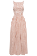 Laia Maxi Dress - Paloma Check Cinnamon White